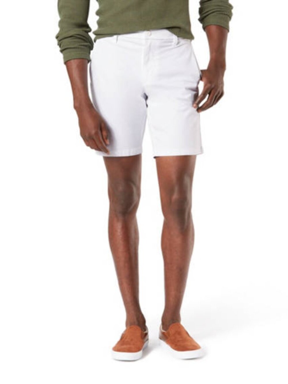 Dockers Men's 9" Mid Rise Stretch Fabric Chino Short, 38, White   NWT